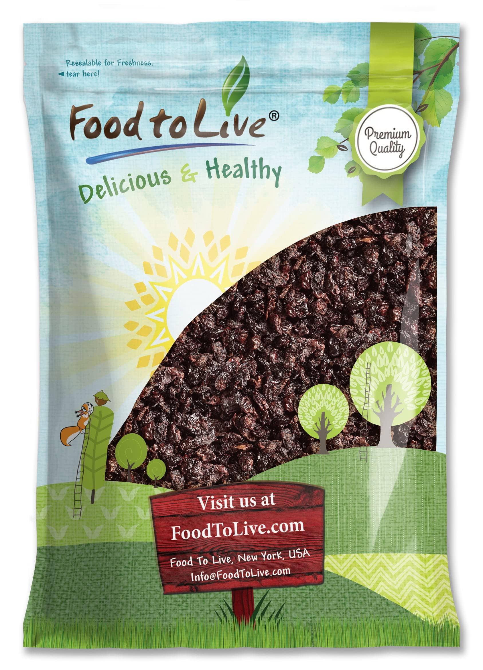 Food to Live Sun-Dried Dark Sweet Cherries, Unsweetened, Raw, 5 Pounds