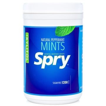 Spry Xylitol Peppermint Sugar Free Candy - Breath Mints That Promote Oral Health, Dry Mouth Mints That Increase Saliva Production, Stop Bad Breath, 1200 Count (Pack Of 1)