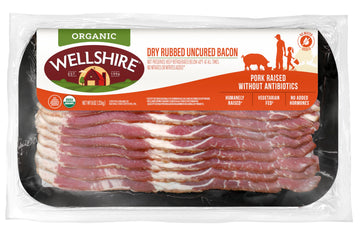 Wellshire Farms 8 oz Organic Uncured Bacon - Made from Organic Pork with Sea Salt & Celery Powder, No Nitrates or Nitrites Added