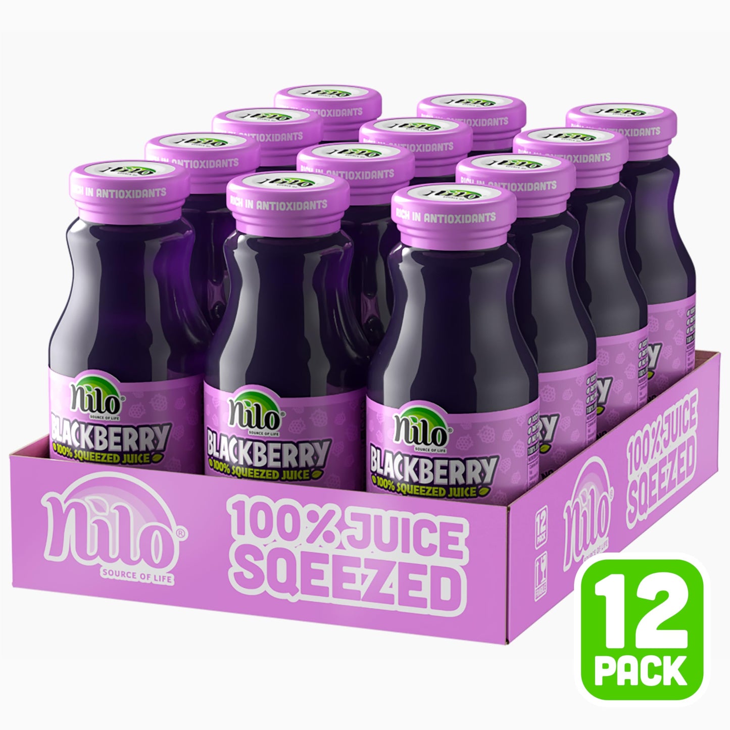 Nilo Blackberry Juice | 100% Squeezed Blackberry Mora | No Sugar Added | Non Gmo | Not From Concentrate | 8.45 Oz (Pack Of 12)