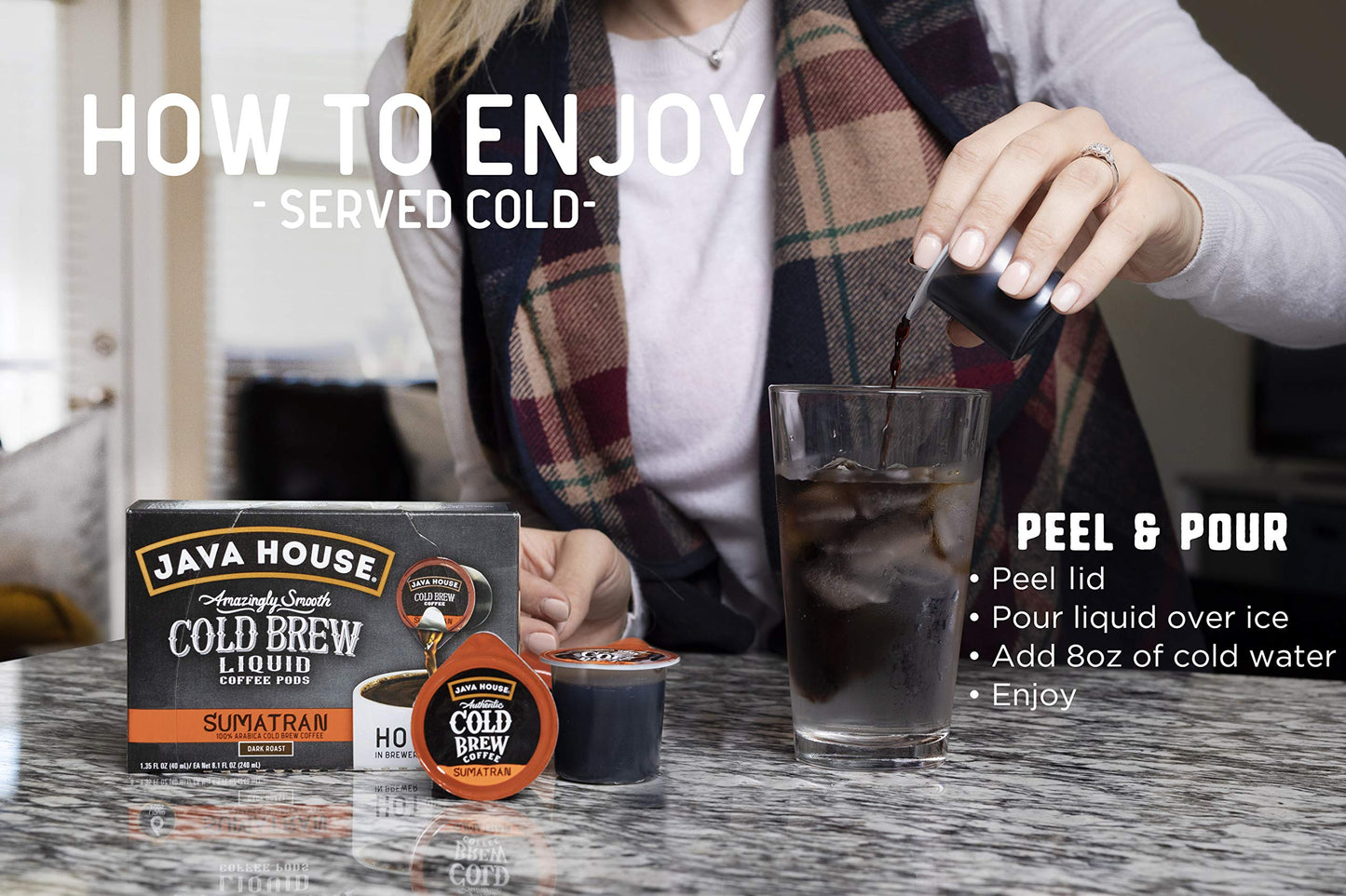 Java House Cold Brew Coffee, Sumatran Dark Roast Coffee Concentrate Liquid Pods, 6 Ct