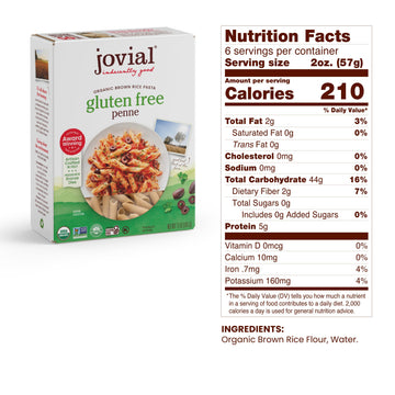 Jovial Whole Grain Brown Rice Penne Pasta - Pasta Penne, Penne Pasta, Whole Grain Pasta, Organic Pasta, Gluten Free, Dairy Free, Brown Rice Pasta, Award Winning Taste, Made In Italy - 12 Oz, 12 Pack
