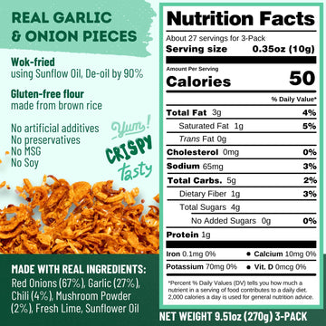 MaeMai Chili Crisp - MILD Spice, Premium Onion & Garlic Flakes, 9.52 oz (3-PACK), Keto, Vegan, Gluten-Free Seasoning