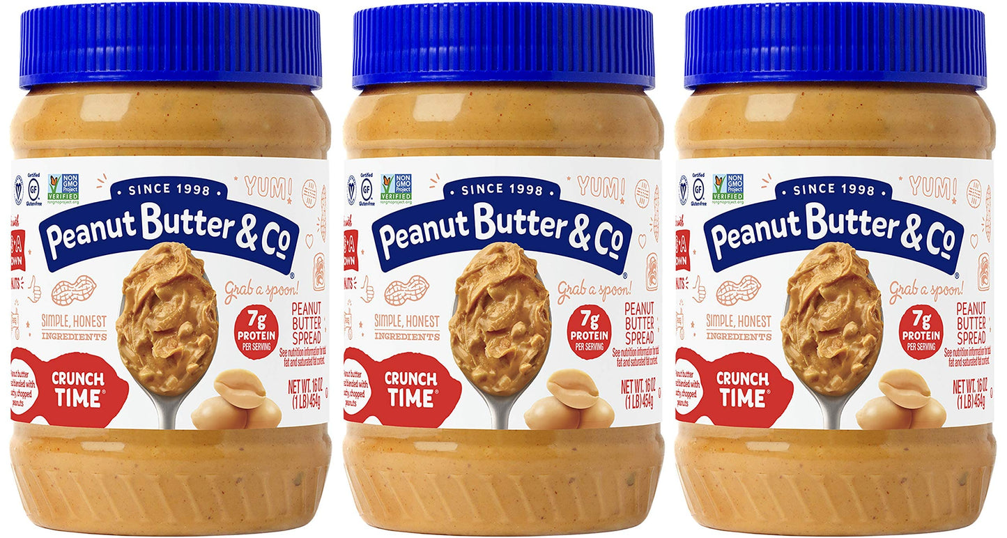 Peanut Butter & Co. Crunch Time Peanut Butter, Non-Gmo Project Verified, Gluten Free, Vegan, 16 Ounce (Pack Of 3)