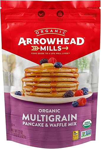 Arrowhead Mills Organic Multigrain Pancake & Waffle Mix, 22 Ounce Bag (Pack Of 6)