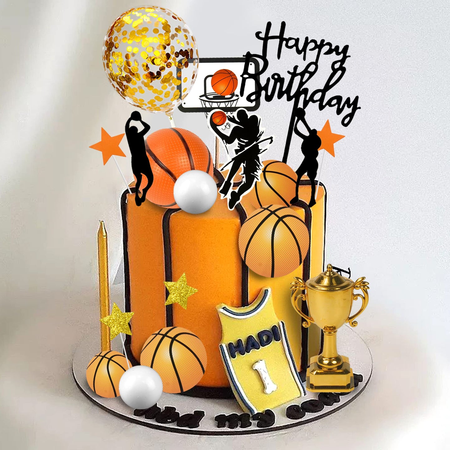 29 Pcs Basketball Cake Toppers Basketball Cake Decorations With Star Golden Balls For Boys Men Basketball Birthday Party Sport P