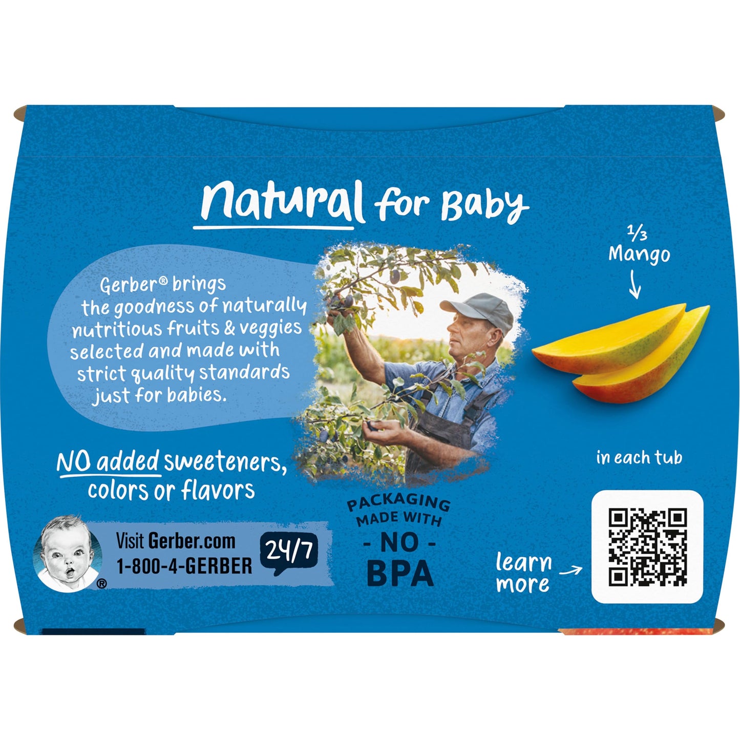 Gerber 2Nd Food Baby Food Mango Puree, Natural & Non-Gmo, 4 Ounce Tubs, 2-Pack (Pack Of 8)