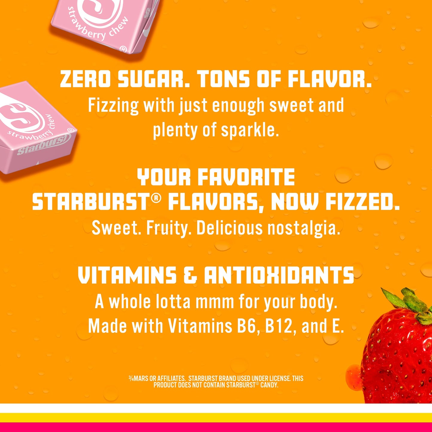 Sparkling Ice STARBURST Strawberry, Zero Sugar Flavored Sparkling Water, with Vitamins and Antioxidants, Low Calorie Beverage, 1