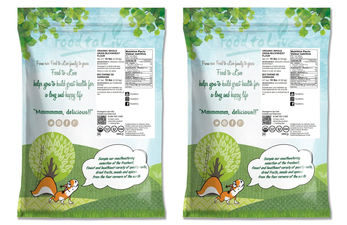 Food To Live - Organic Whole Grain Buckwheat Flour, 20 Pounds - Non-Gmo, Kosher, Unbleached, Unbromated, Unenriched, Stone Groun