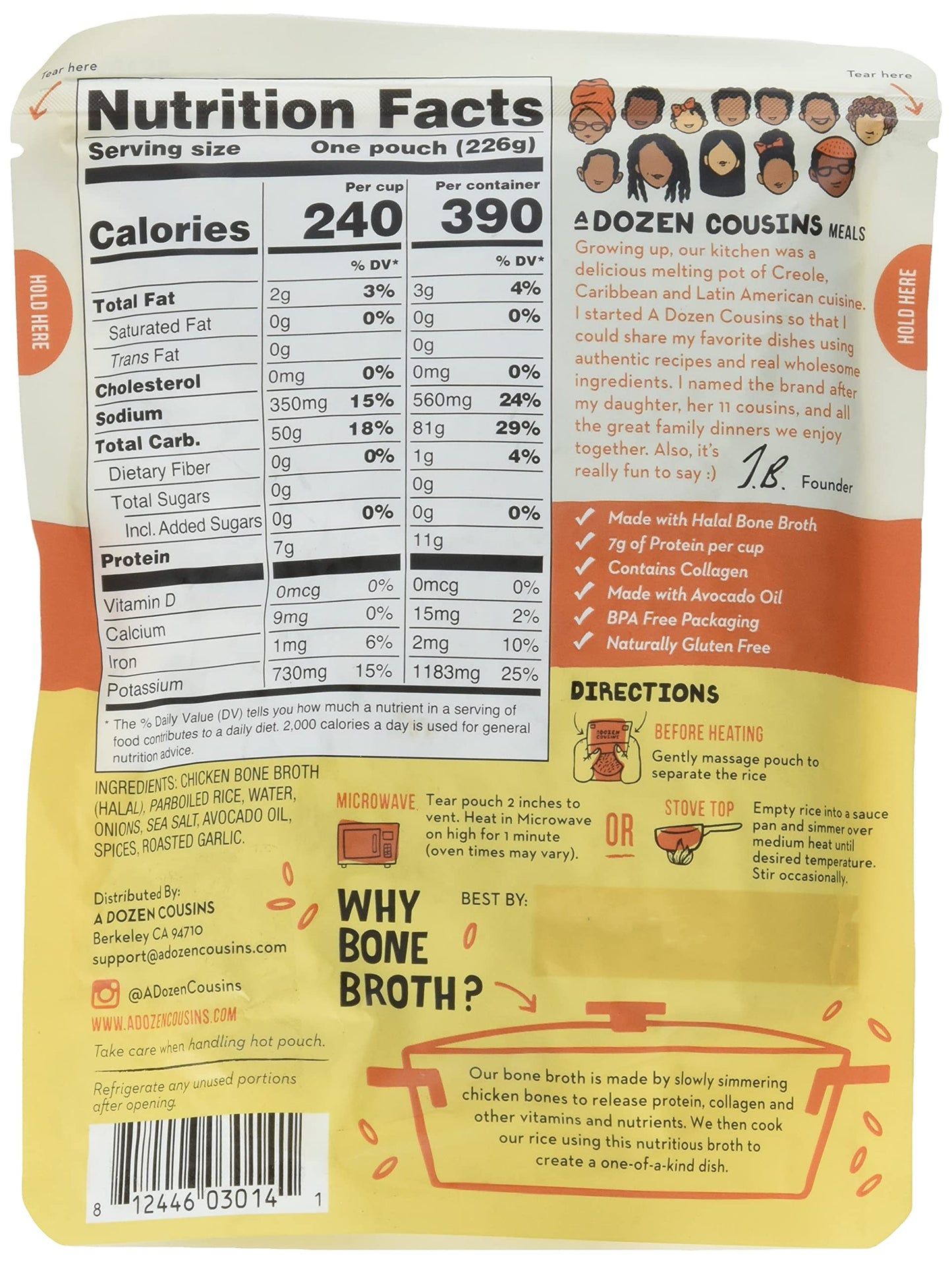 A Dozen Cousins Bone Broth Spanish Yellow Rice 8 Oz