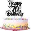 1 Pack Happy 70th Birthday Cake Topper Glitter Heart Star 70 Fabulous Cake Pick Birthday Sign Cake Decorations for Children 70th