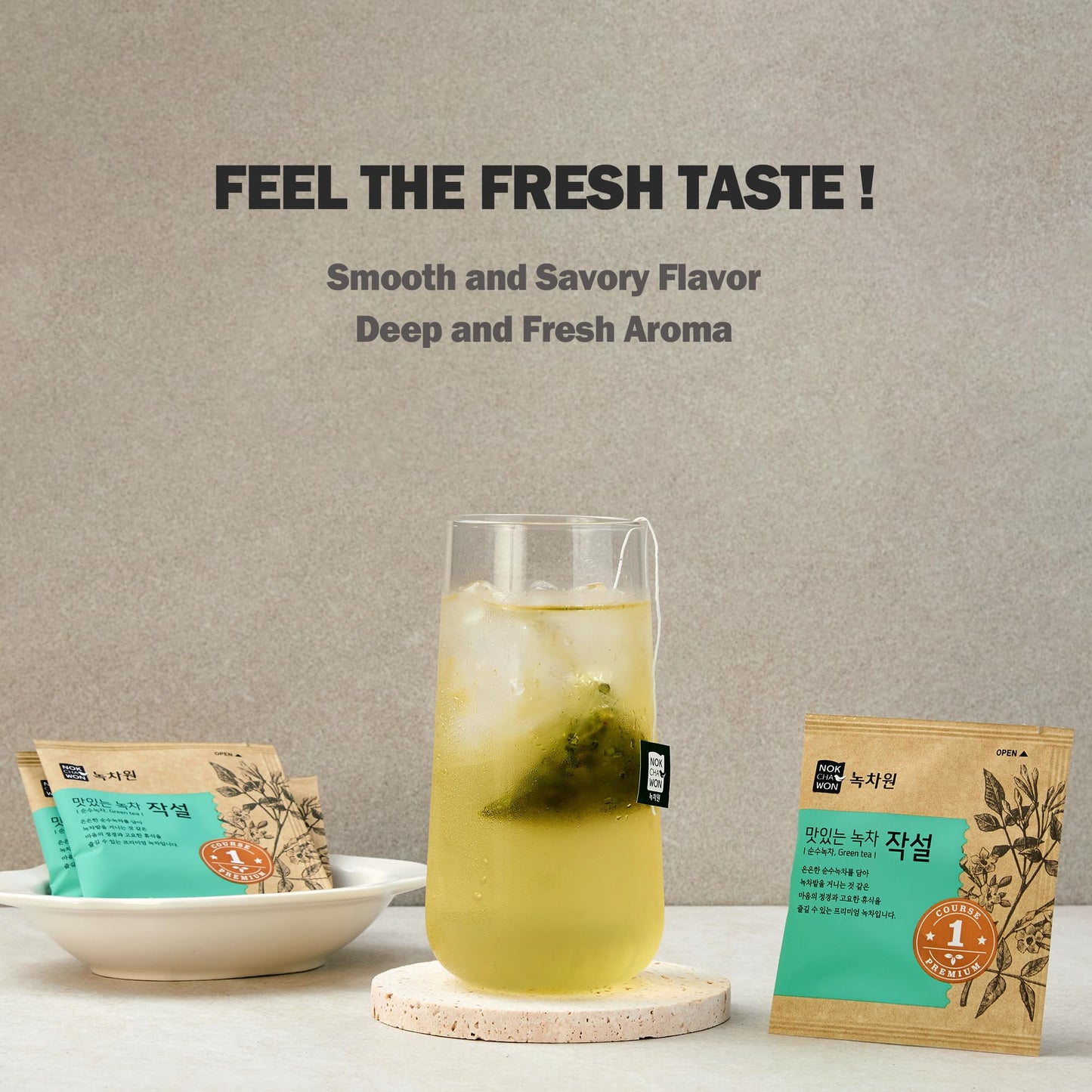 [Nokchawon] Delicious Green Tea Jaksul Teabags, Premium Pure Green Leaf, Smooth And Aromatic Green Tea, 10 Tea Bags, 15G (0.52Oz