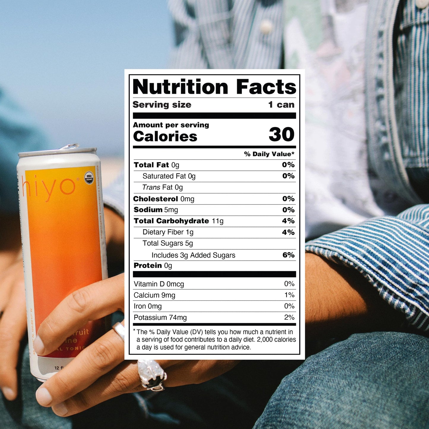Hiyo Organic Social Tonic- Passion Fruit Tangerine  12 Pack - N.A. Functional Seltzer  Sparkling Water Crafted with Organic Adaptogens  Nootropics  & Botanicals