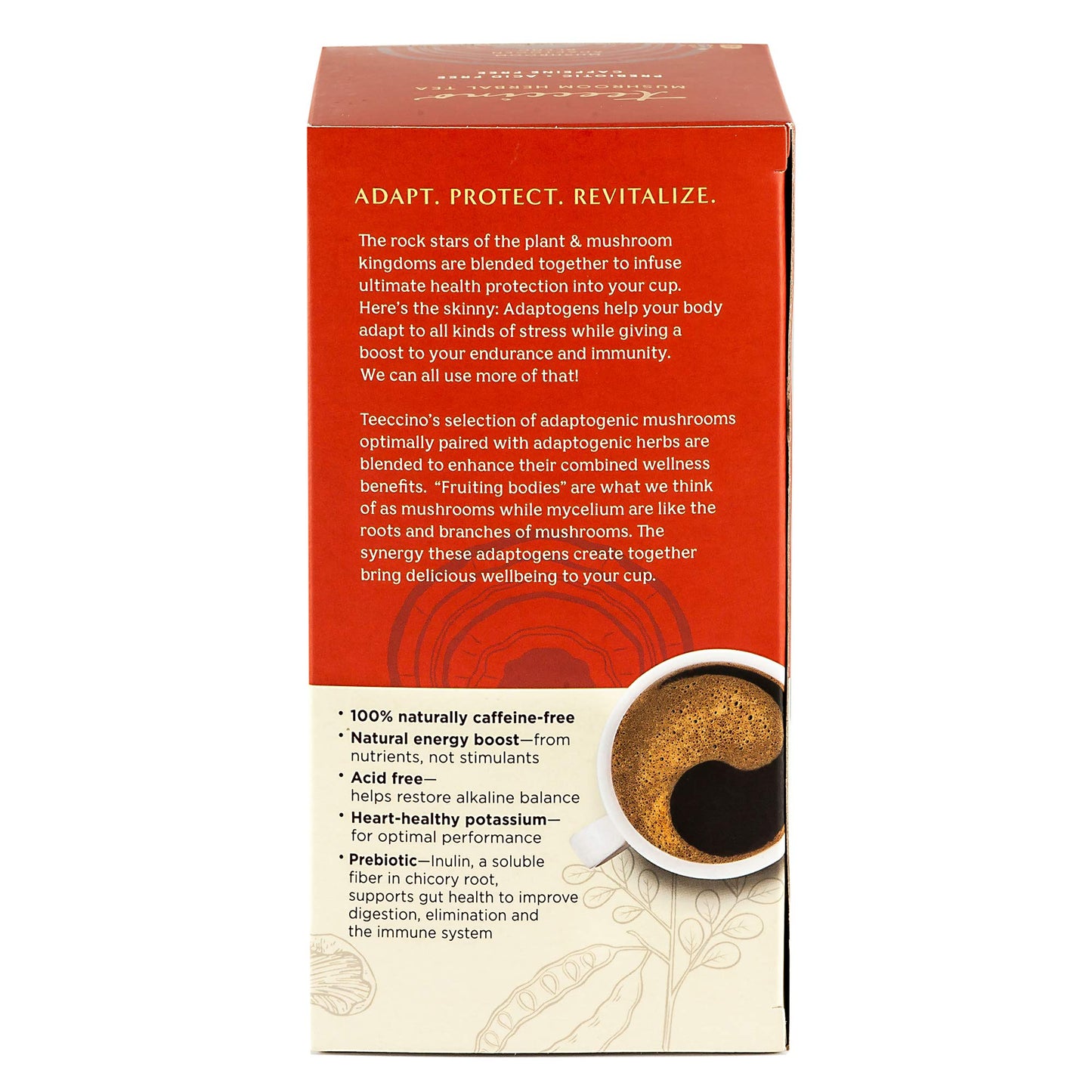Teeccino Mushroom Adaptogen Herbal Tea - Chaga Ashwagandha Butterscotch Cream - 25 Tea Bags (Pack of 3)