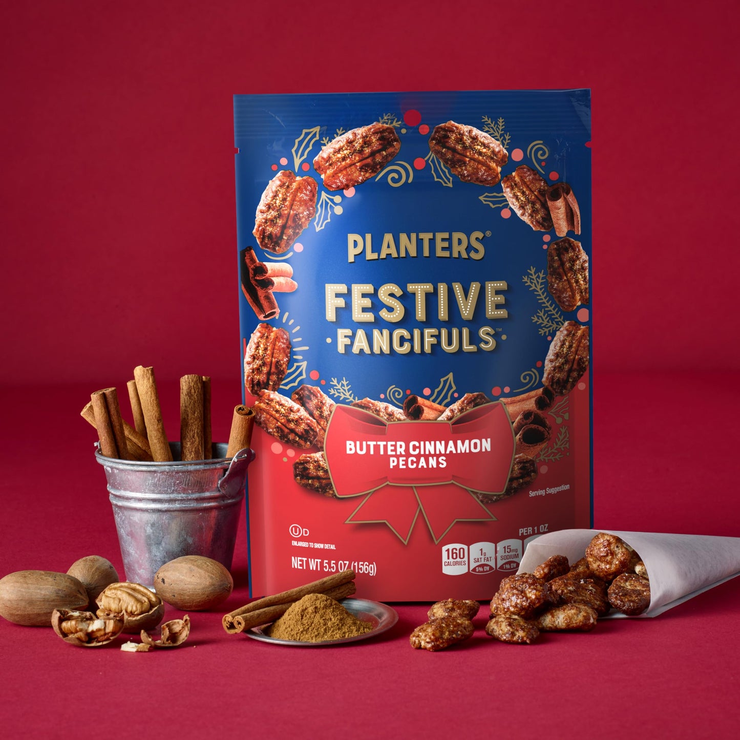PLANTERS Limited Edition Kettle Cooked Cinnamon Pecans  Butter Flavored Pecans Snack  5.5 oz Bag  Perfect for Snacking and Sharing