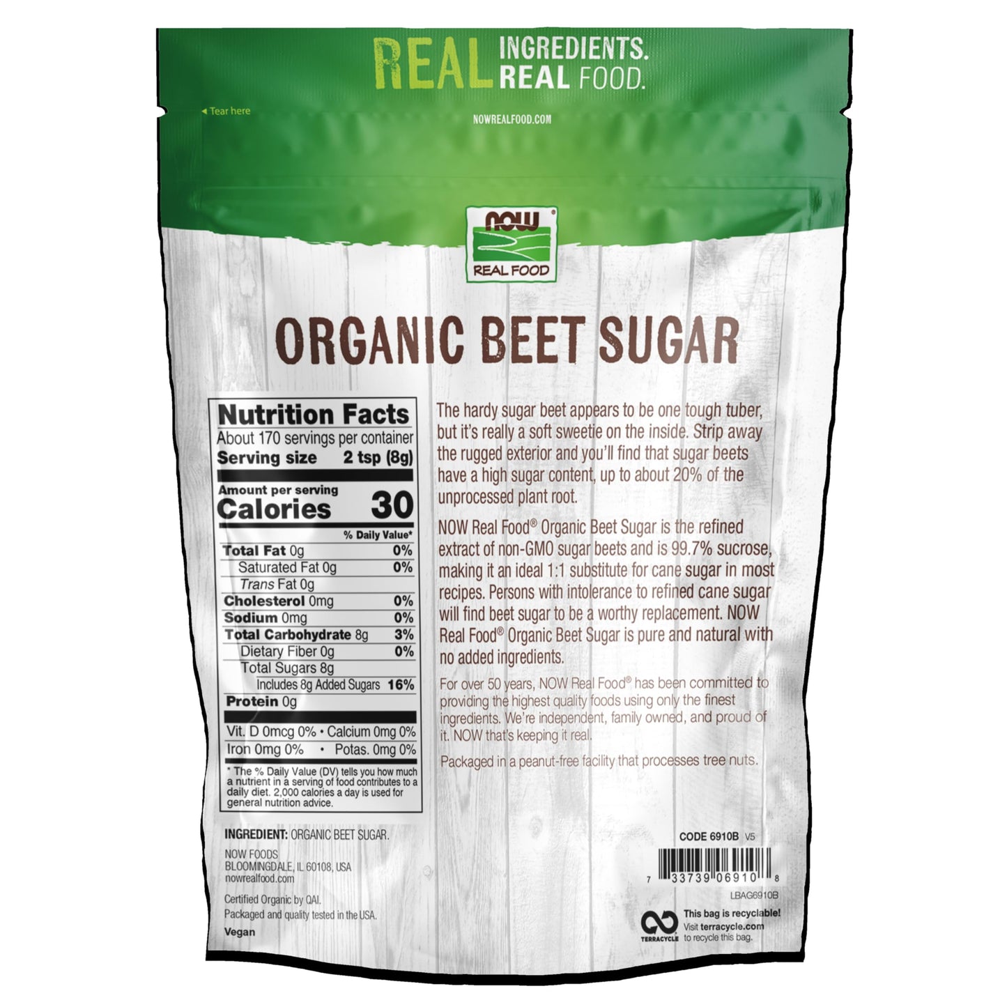 NOW Foods  Certified Organic Beet Sugar  Extracted from Organic Sugar Beets  Excellent Substitute for Cane Sugar  No Additivies or Fillers  Certified Non-GMO  3-Pound (Packaging May Vary)