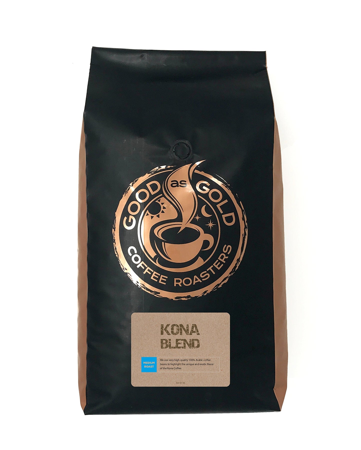 Good As Gold Kona Blend Coffee Whole Bean 5lb (80 Ounce)