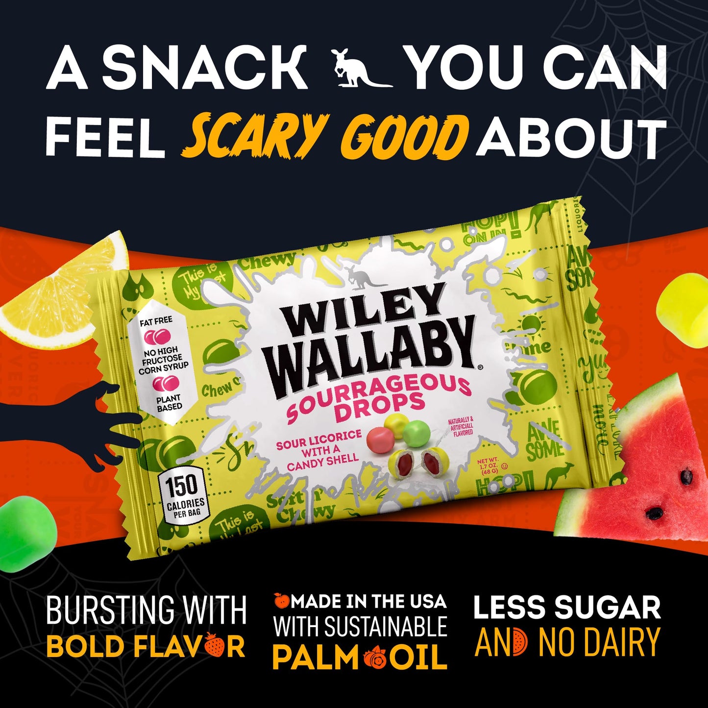 Wiley Wallaby Sourrageous Licorice Bites 1.7 Ounce Gourmet Licorice Candy Mini Bags, 18 Pack