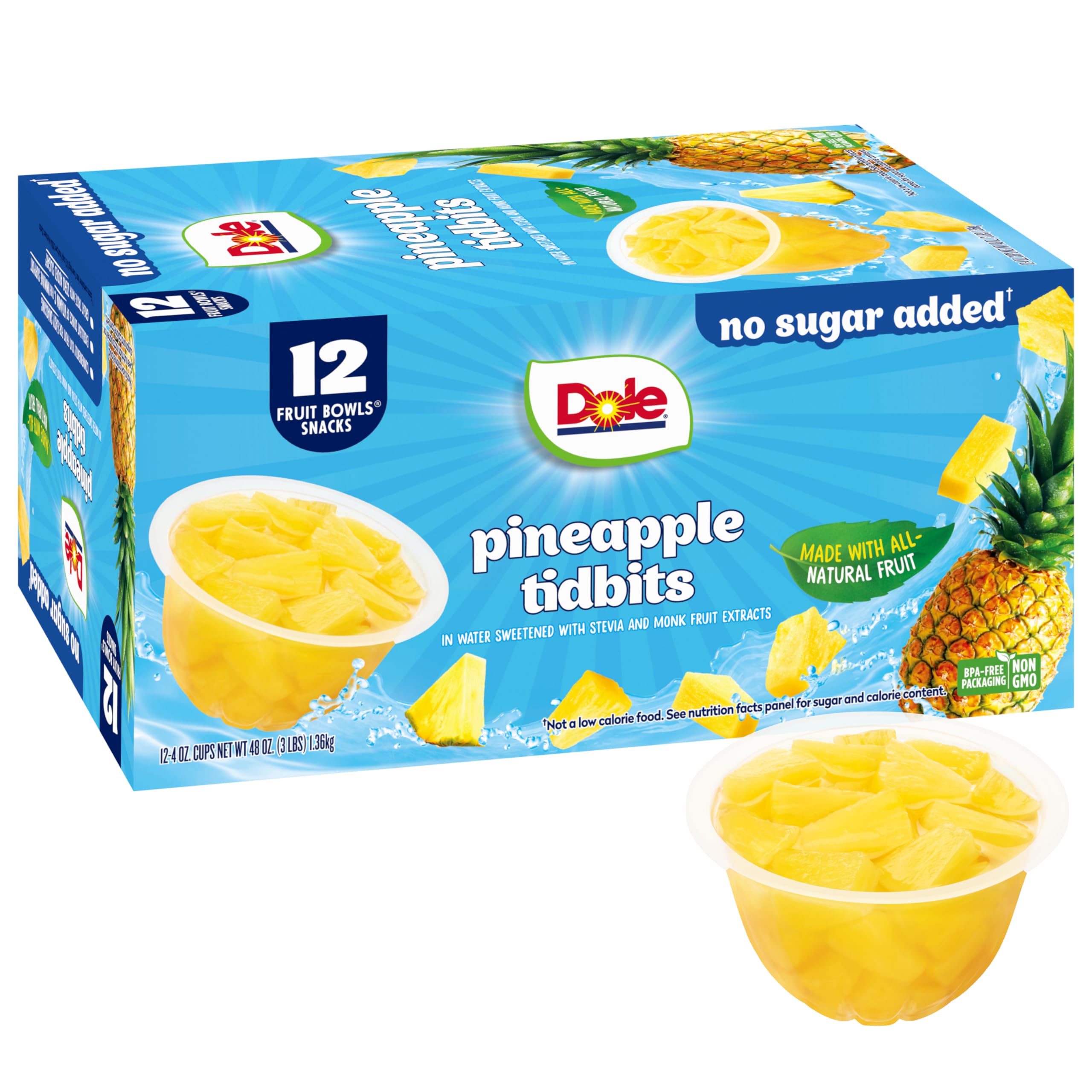 Dole Pineapple Tidbits with No Sugar Added^^ - Dole Fruit Bowls Snacks ...