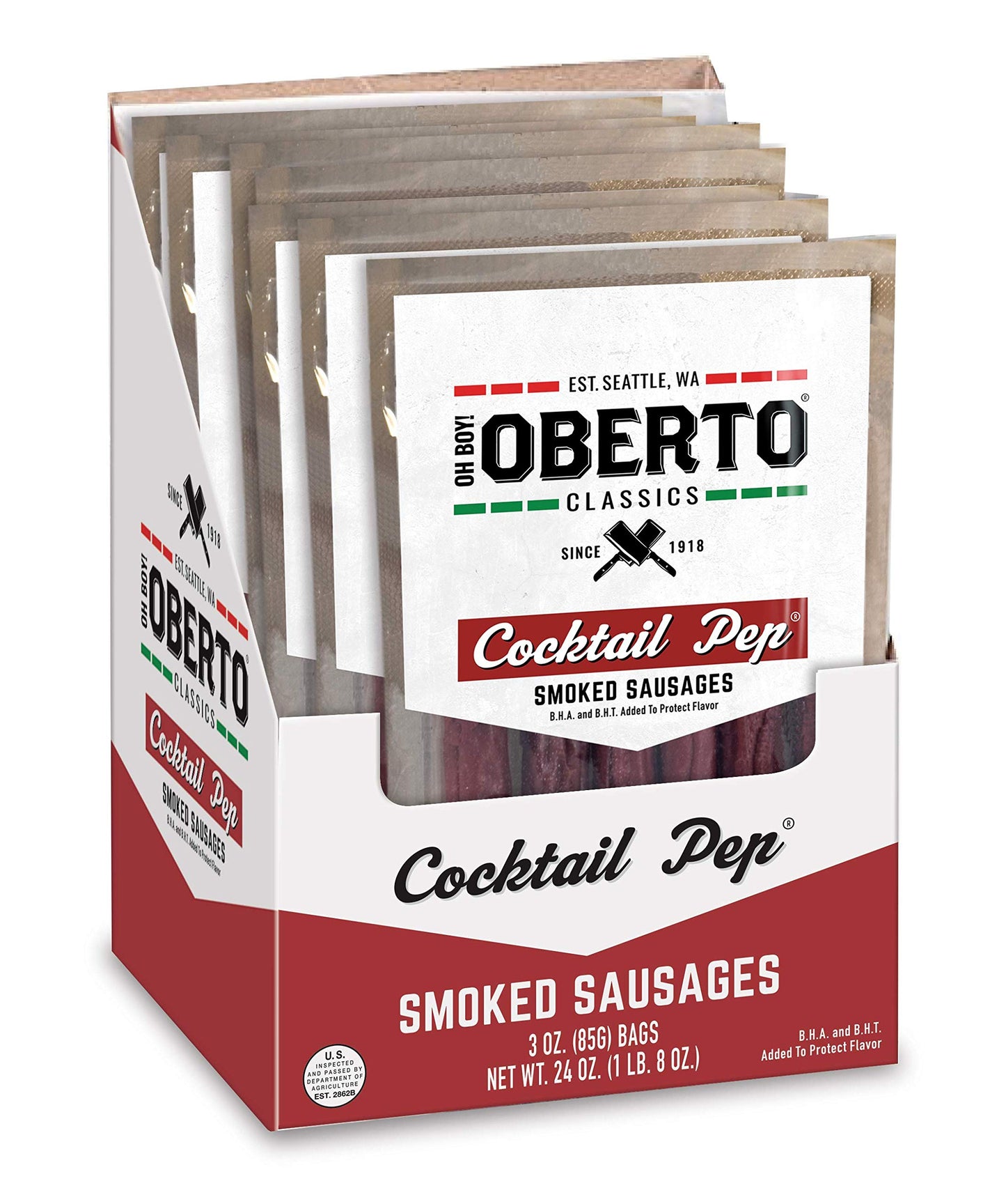 Oberto Smoked Sausages, Cocktail Pep, 3 Ounce (Pack of 8), Model 2621