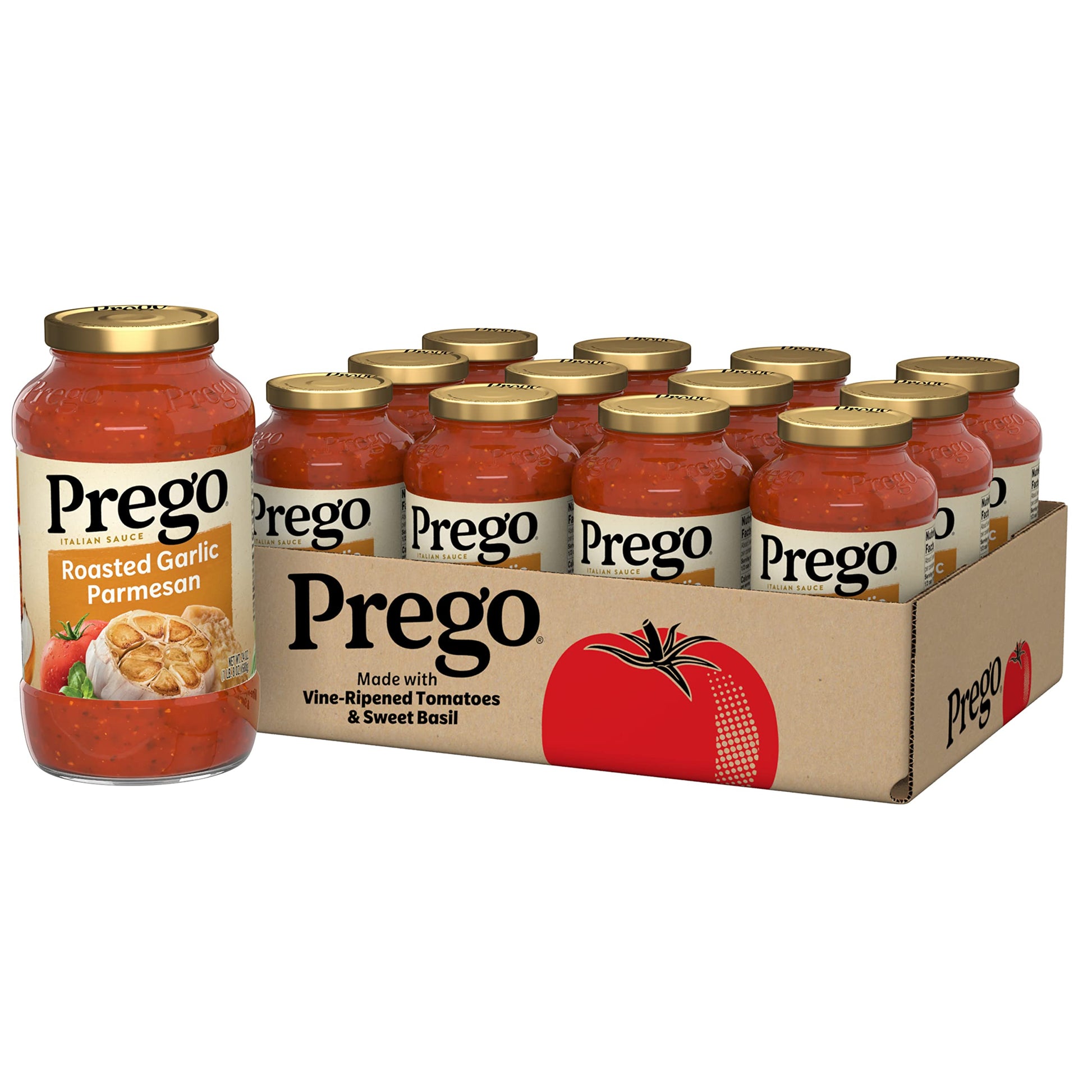 Prego Pasta Italian Tomato Sauce With Roasted Garlic & Parmesan Cheese, 24 Oz, Pack Of 12