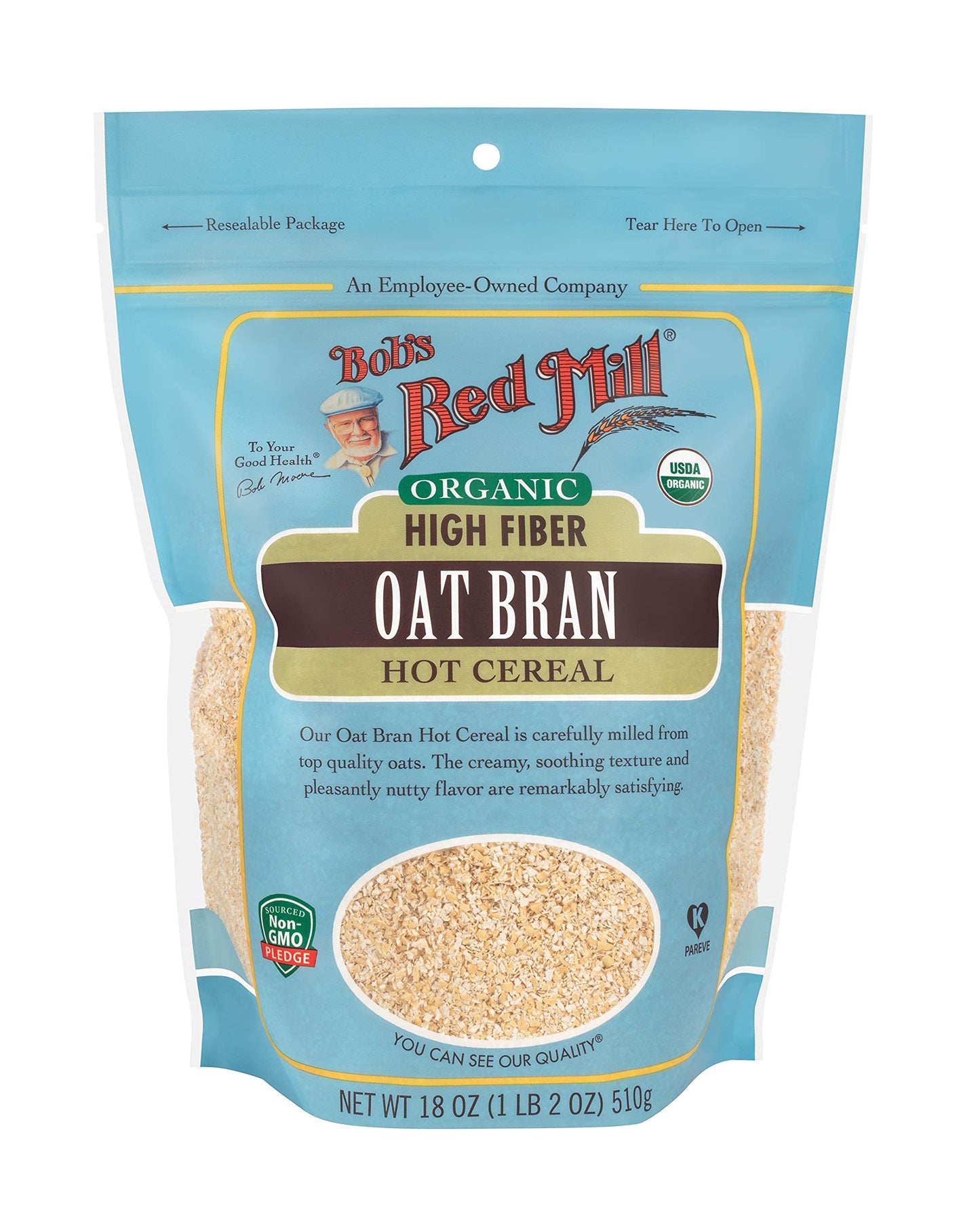 Bob s Red Mill Organic Oat Bran, 18oz (Pack of 4) - Non GMO, Vegan, Kosher