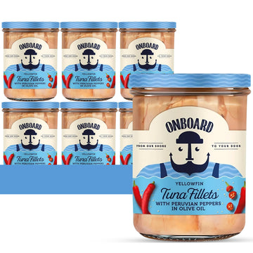 ONBOARD Yellowfin Tuna Fillets - Mediterranean Seafood Diet, High in Protein, 1.05 oz (Pack of 6)