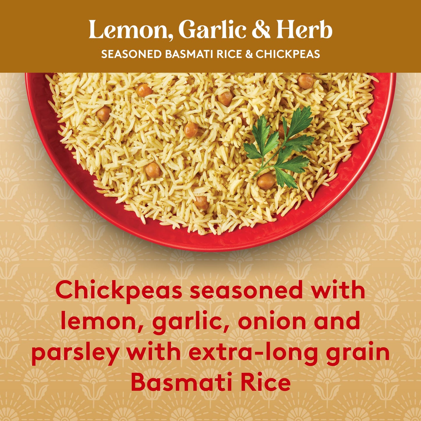 Royal Lemon, Garlic, And Herb Basmati White Rice And Chickpeas - Ready To Heat Basmati Rice - (6 Pack) 8.5 Oz Microwaveable Pouc