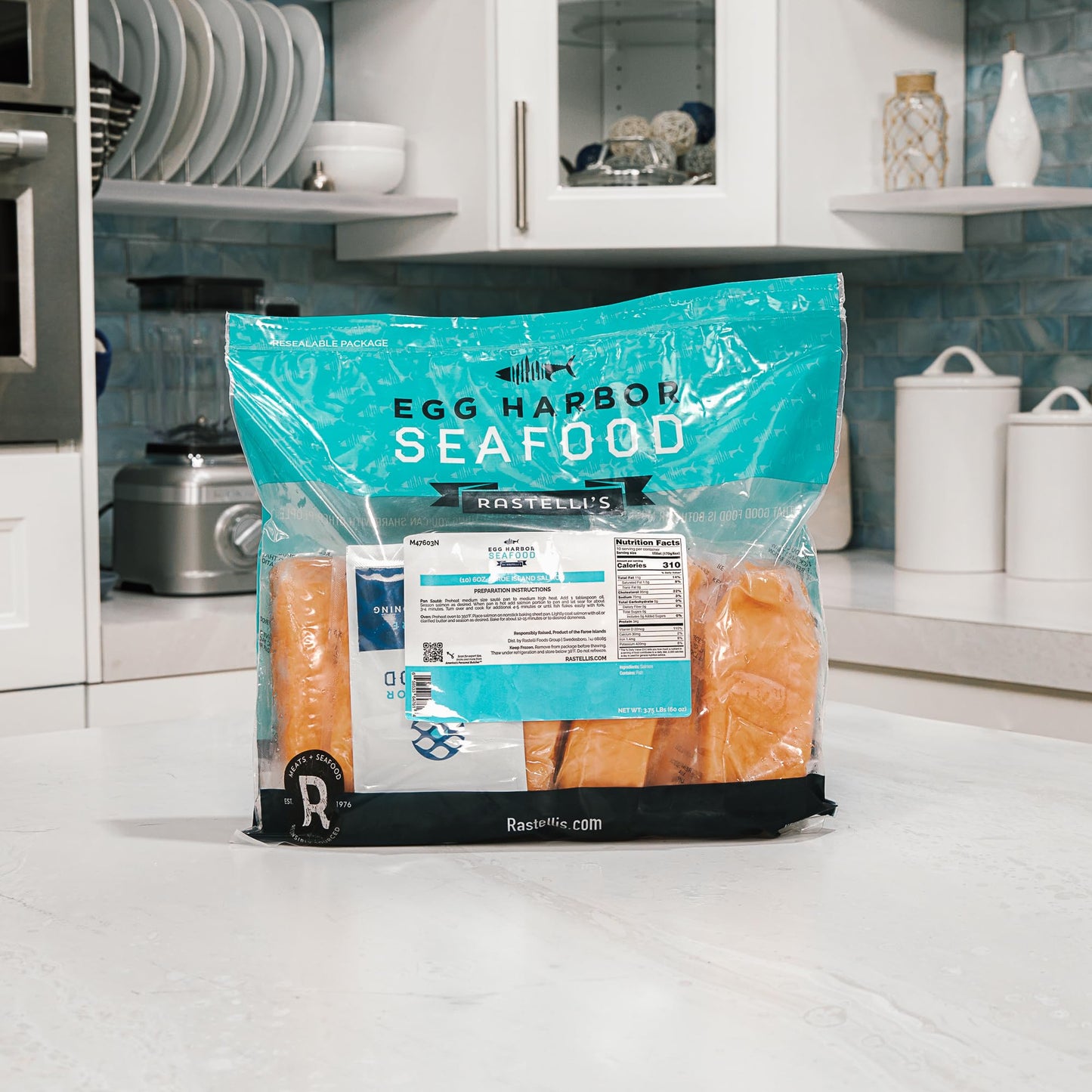 Rastellis Faroe Island Salmon Portions, 6 oz each, 10 Pack, 3.75 lbs Total