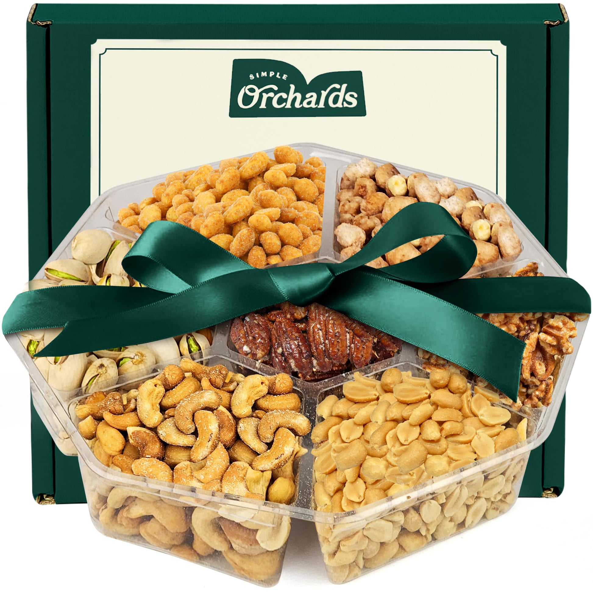 Simple Orchards Gourmet Nuts Gift Basket - Large Family Pack - Freshly Roasted Nuts - Green Box