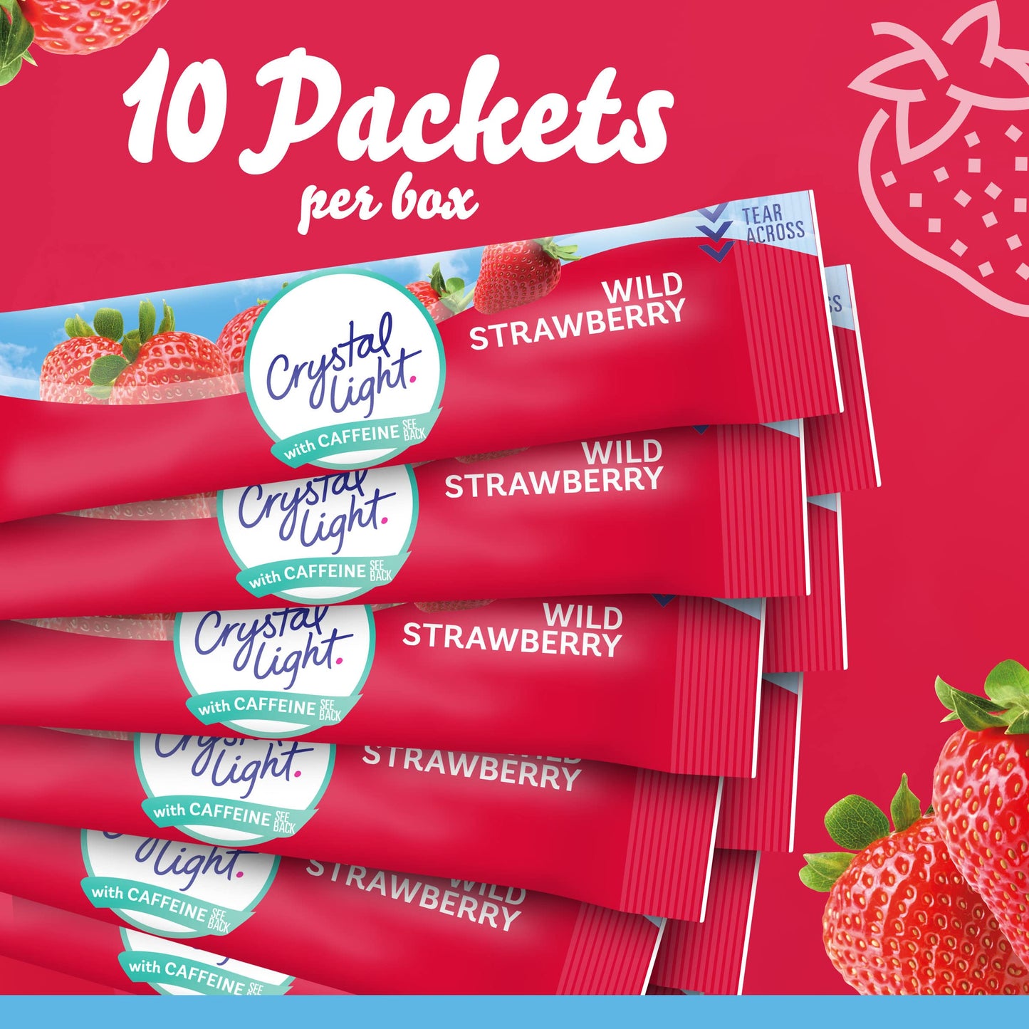 Crystal Light Powdered Drink Mix, Wild Strawberry Flavor, 120 ct (12 Boxes of 10 Packets), Pink, Model 00043000053850