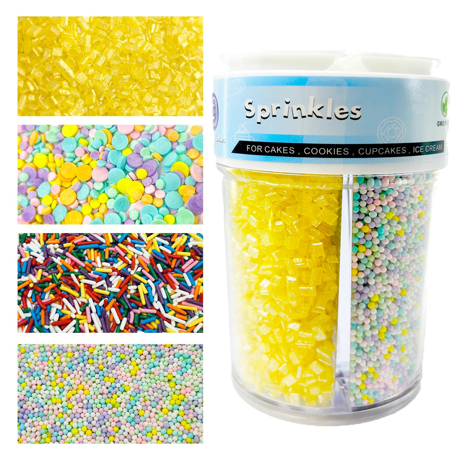 Cookie Sprinkles Decorating Supplies Edible Sprinkles for Cake, Cupcake Decorating, and Baking Birthday Cake Topper Decorations,