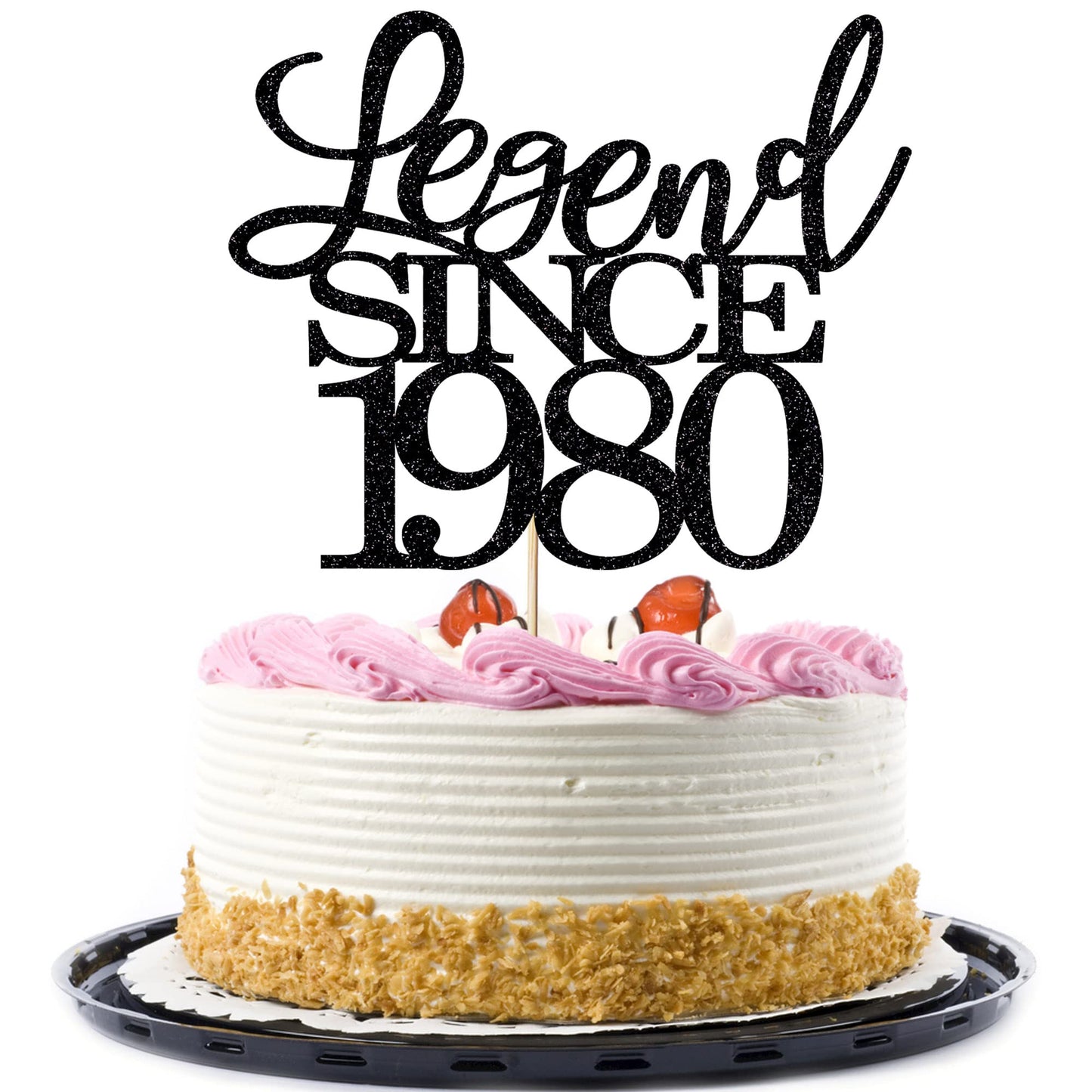 Migeaks Legend Since 1980 Cake Topper 44Th Birthday Happy Birthday Cake Topper Men And Women Cheer 44 Years Old Handmade Black G
