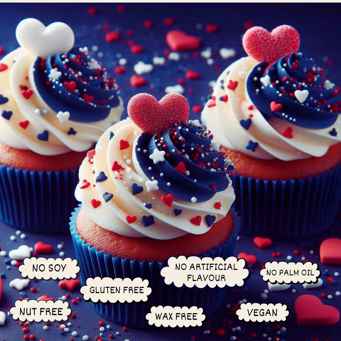 Confect Cake Mate Dessert Sprinkles – Red, White & Silver – Pearl, Star & Heart Shapes – 4.2 Oz – Vegan, Gluten-Free, Dairy-Free