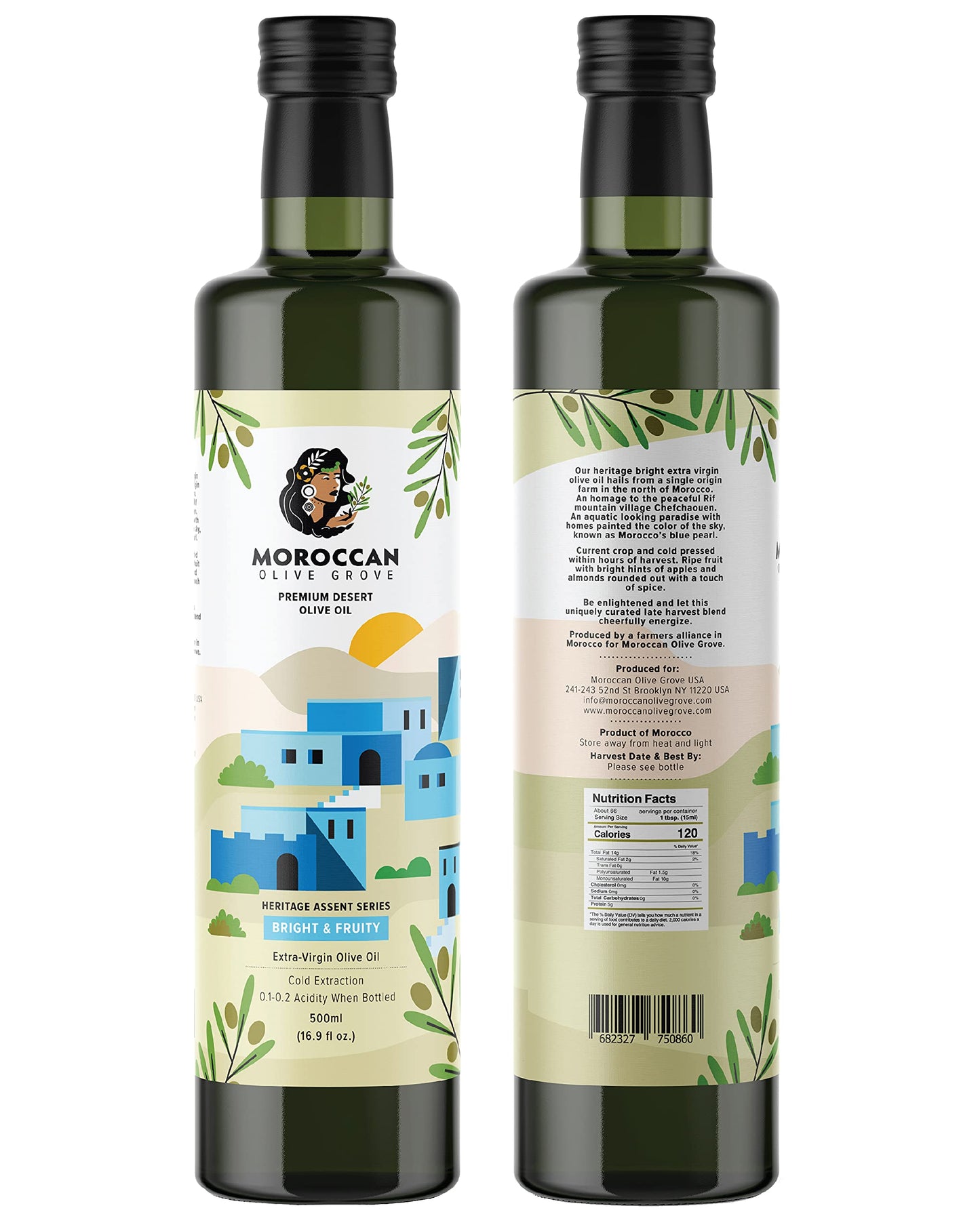 Moroccan Olive Grove Extra Virgin Olive Oil - Bright & Fruity - 100% Single Origin - 500ml Bottle