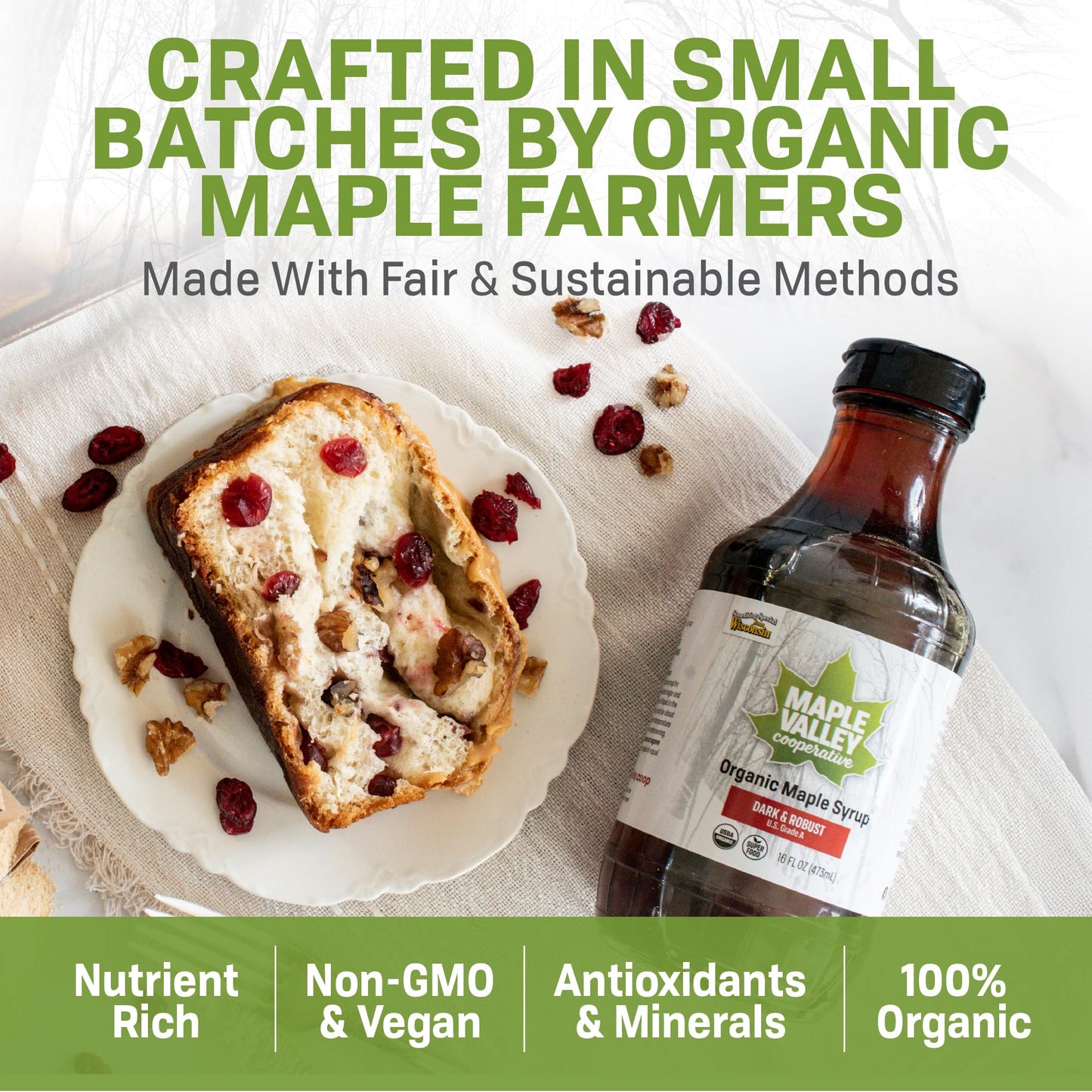 Maple Valley Organic Pure Maple Syrup, Dark & Robust, 384 Fl Oz, Model BBAG-WS