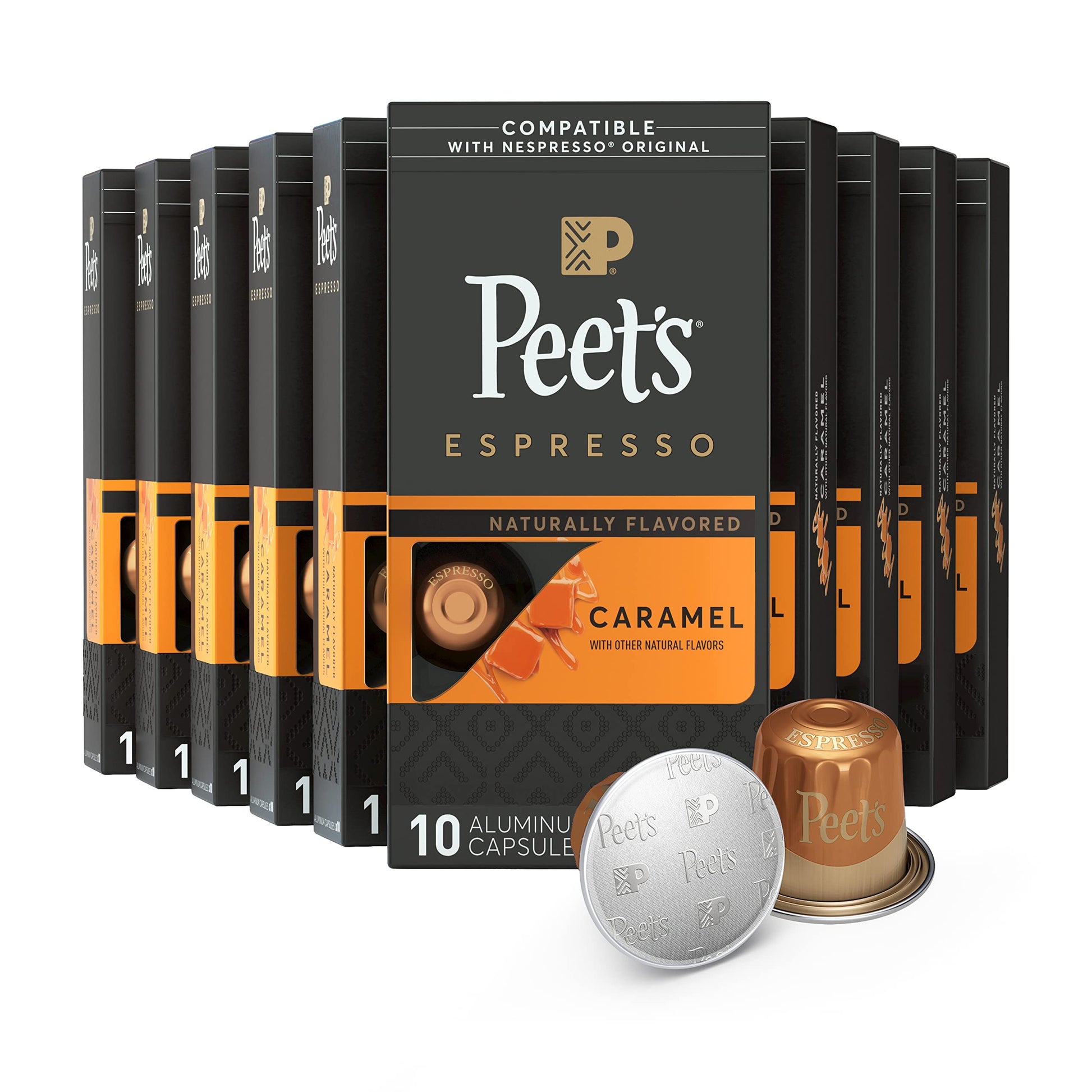 Peets Coffee Medium Roast Espresso Capsules, 100 Count, Compatible with Nespresso Original Machine, Brown