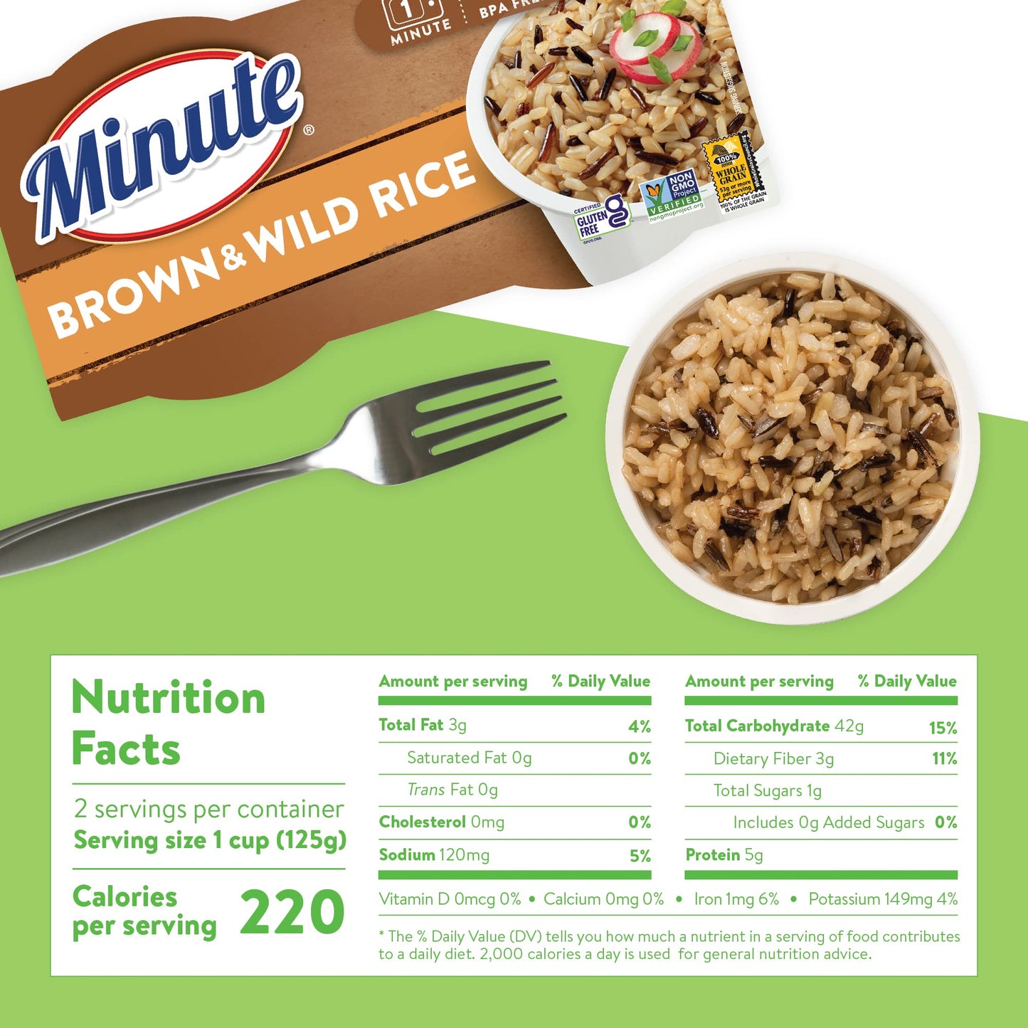 Minute Ready-to-Serve Brown and Wild Rice, Microwavable Rice Cups, 8.8-Ounce Cups (Pack of 8)