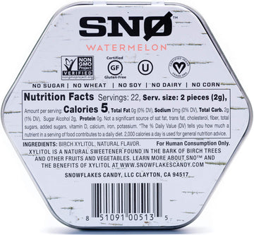 Watermelon Keto Xylitol Candy Chips - Sn 1.5Oz Tin - Sugar-Free Candy With Only 2 Ingredients | Low Carbs, Diabetic-Friendly, No