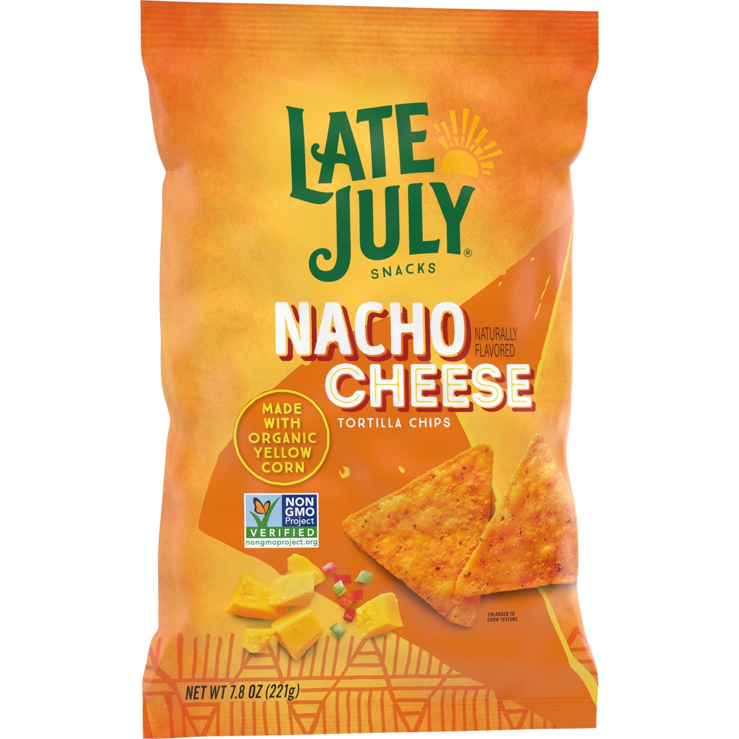 LATE JULY Organic Nacho Cheese Tortilla Chips, 7.8 OZ