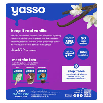 Yasso Frozen Greek Yogurt Bars Vanilla Chocolate Crunch Bars for a ridiculously creamy frozen snack Ridiculously creamy, made wi