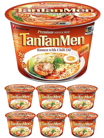 Tonkotsu Tantanmen Ramen with Chili Oil Premium Noodle Soup 3.56 oz Big Bowl, 6 Counts By TAOindustry