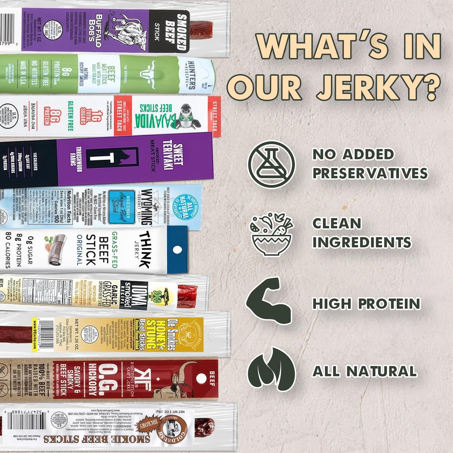 Premium Beef Stick Variety Pack (10 Count), High Protein Beef Sticks Snacks, Unique Beef Gift For Adults, Beef Jerky Gifts For M