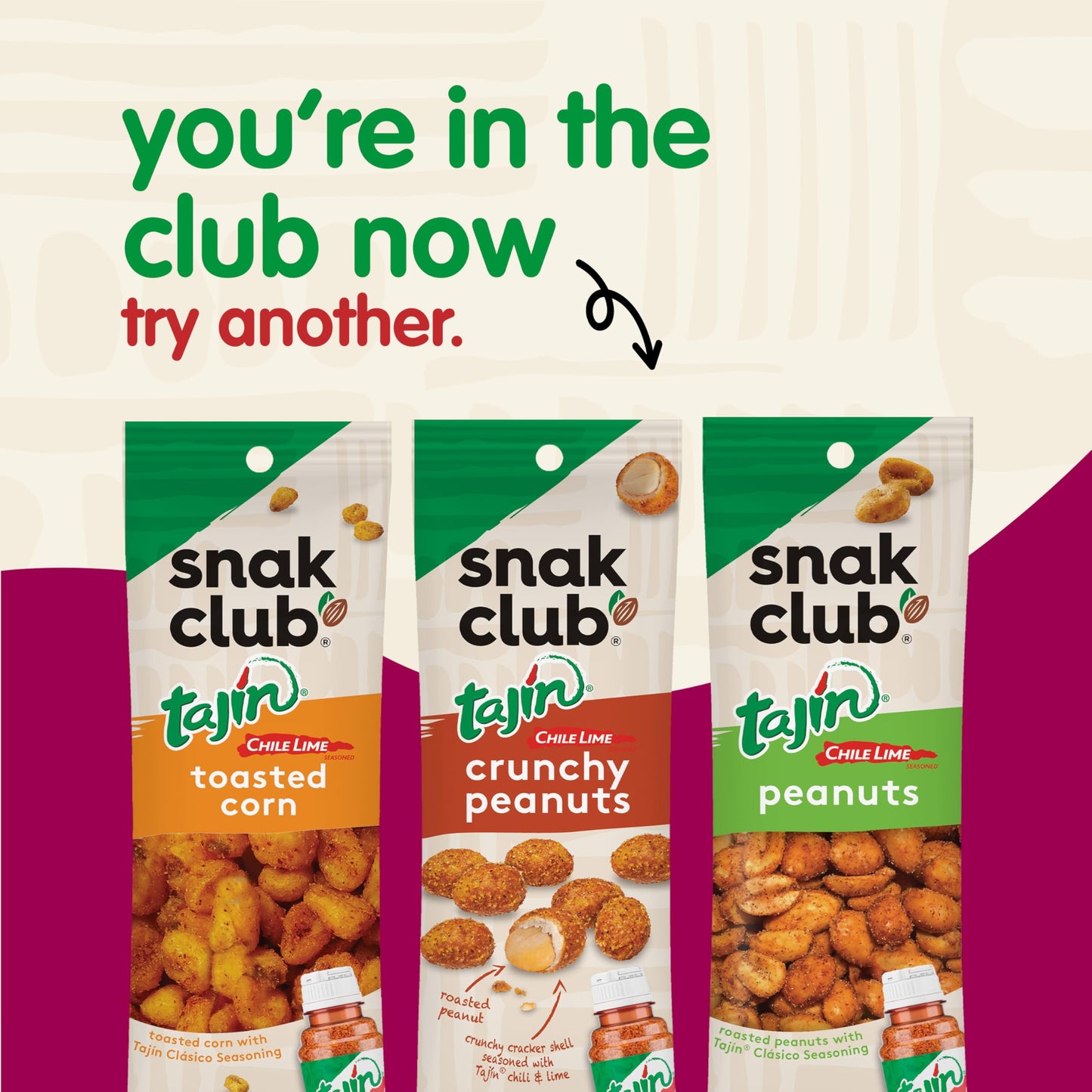 Snak Club Tajin Toasted Corn, Roasted Corn Nuggets with Chili and Lime Seasoning, Mild, Non-GMO, Gluten-Free, Kosher Snack, 1.5