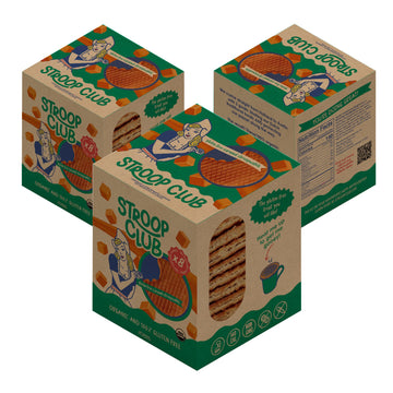 Stroop Club Gluten Free Caramel Stroopwafels - Organic Dutch Waffle Cookies - 24 Waffles (3 Packs of 8)