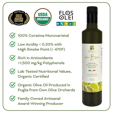 WellEatable Organic Extra Virgin Olive Oil, 16.9 fl oz, High Polyphenol, Early Harvest, Lab Tested, Cold Extracted, Green