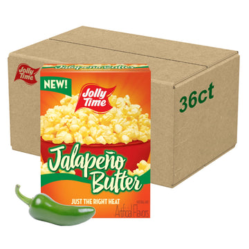 Jolly Time Jalapeo Butter, Microwave Popcorn with Just the Right Heat, 3oz Sharing Bag, 6 Bags Per Carton (Jalapeo Butter, 3 Oun