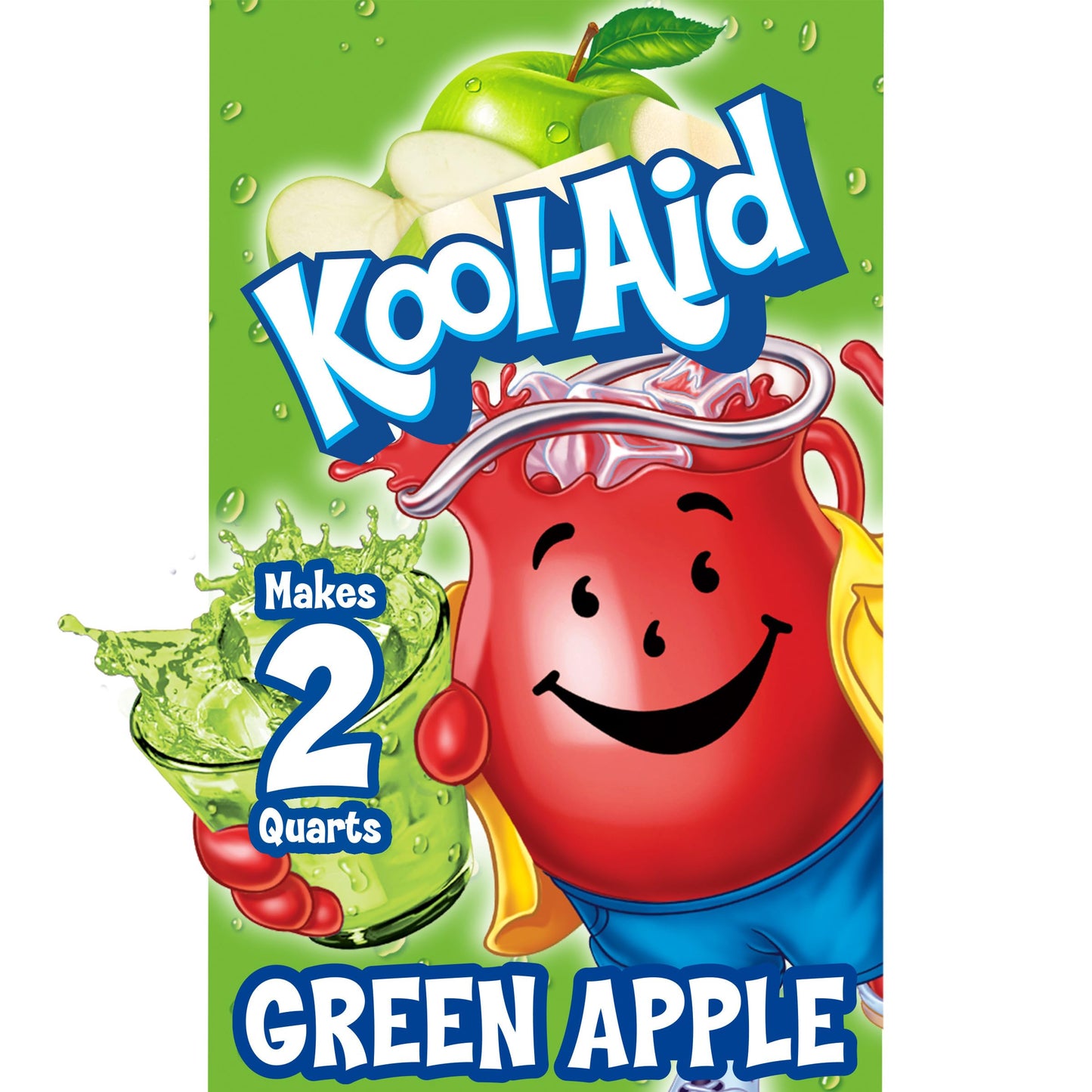 Kool-Aid Unsweetened Powdered Drink Mix, Green Apple, 48 Count Pack of 4, Caffeine Free, Zero Calories