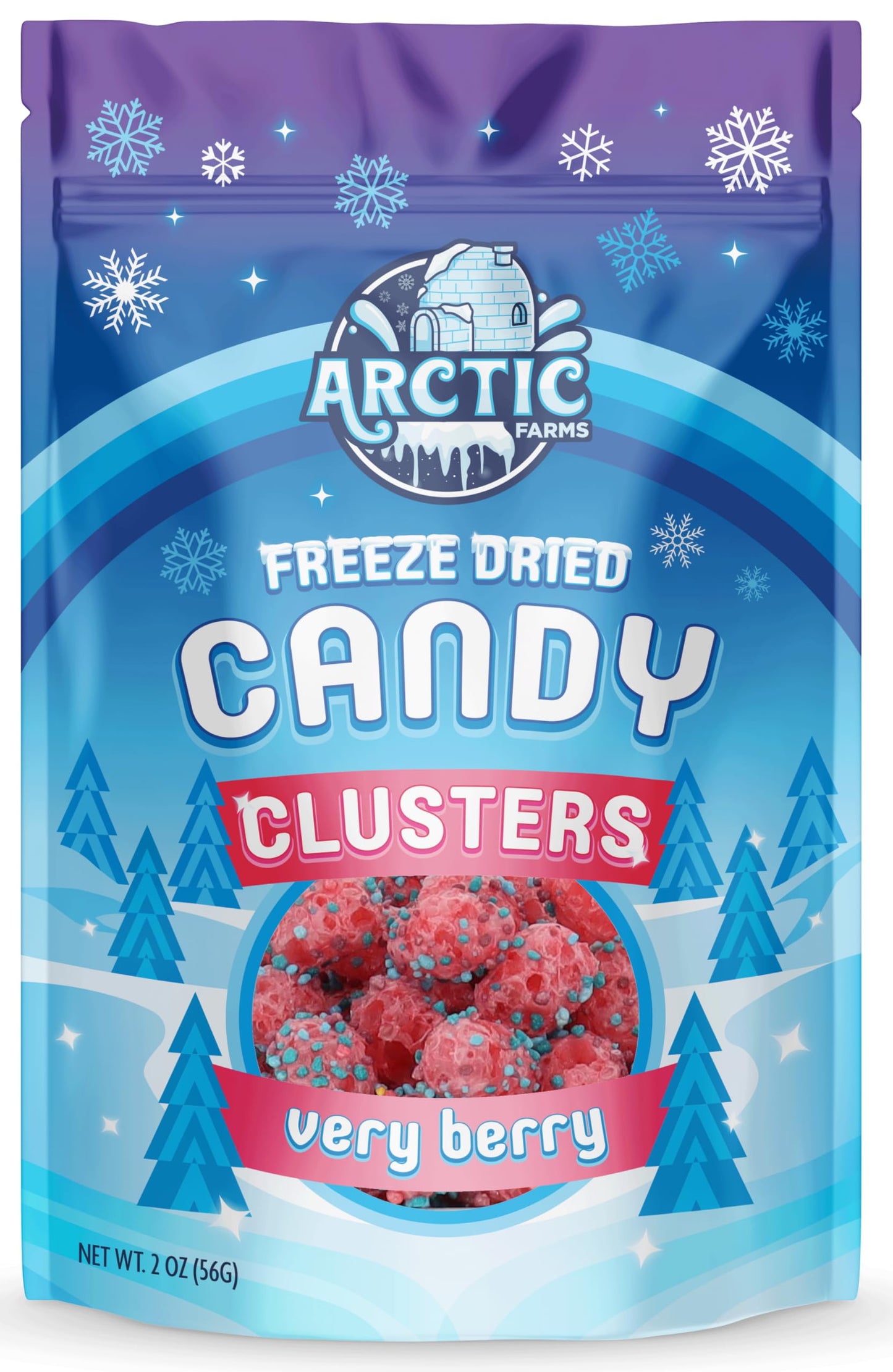Arctic Farms Freeze Dried Candy Clusters Candies 2Oz Bagged And Boxed (Very Berry)