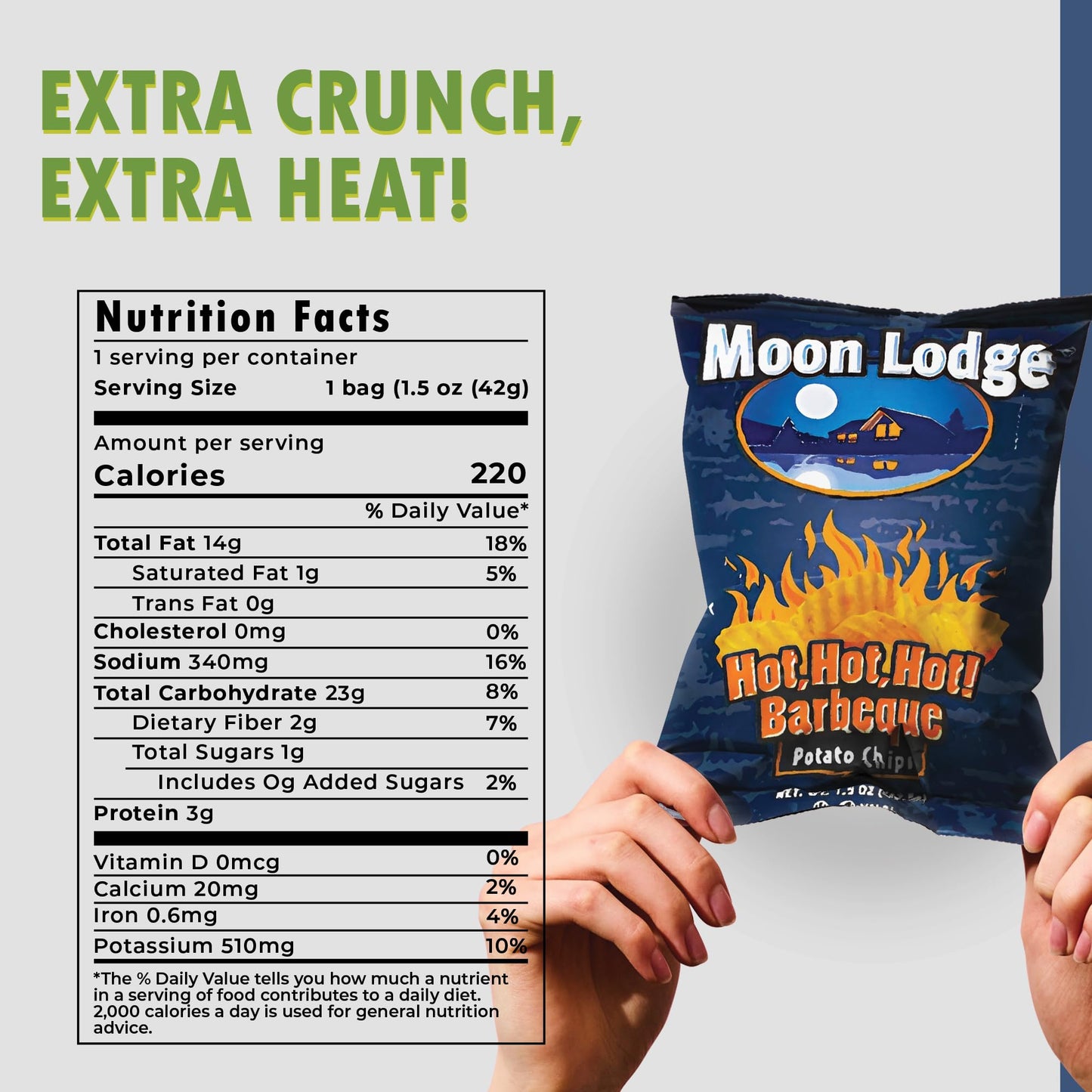 Moon Lodge Chips Variety Pack - 21 Bold Flavored Potato Chips - Hot Barbeque, Stuffed Jalapeo, Sour Cream & Onion - Kosher & Hal